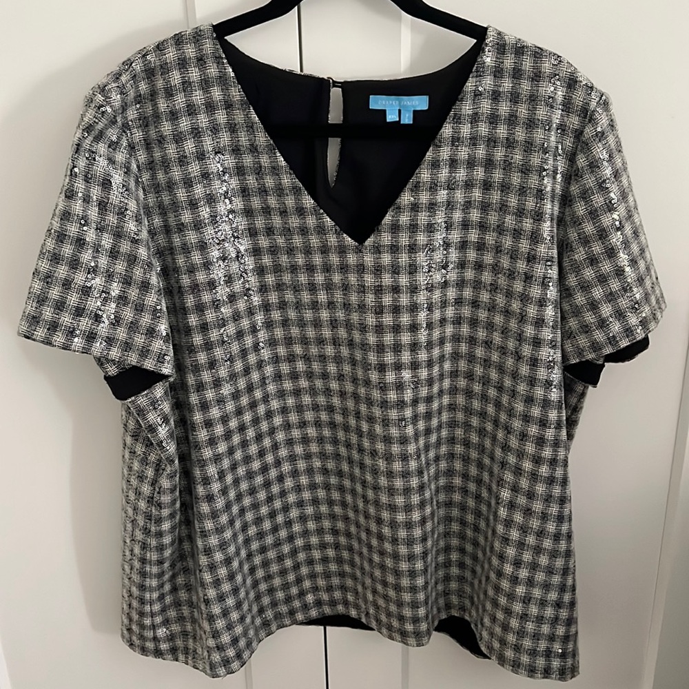 Draper James Plaid Sequin Plaid Top